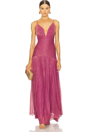 PATBO Metallic Plunge Long Dress in Purple. - size 0 (also in 2)