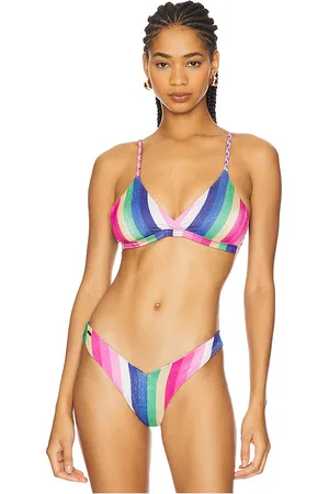 Maaji Candy Stripes Rasha Bikini Top in Blue. - size L (also in M, S, XS)
