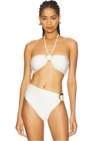 PATBO Jersey Sands Metallic Stone Bikini Top in White. - size L (also in M, XL)