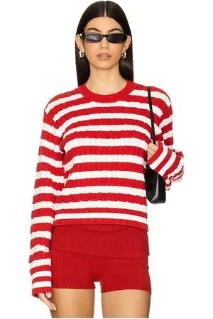 Frankies Bikinis Varsity Cable Knit Sweater in Red. - size XS (also in XL)