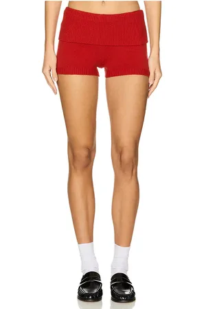 Frankies Bikinis Estelle Cloud Knit Short in Red. - size S (also in XS)