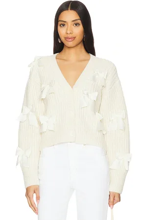 LOVESHACKFANCY Ashtan Cardigan in Ivory. - size L (also in M, S, XL, XS)
