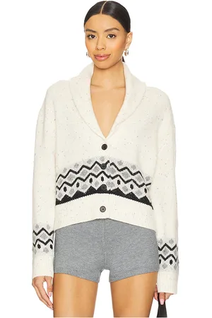 Tularosa Erina Fair Isle Cardigan in Cream. - size L (also in M, S, XL, XS, XXS)