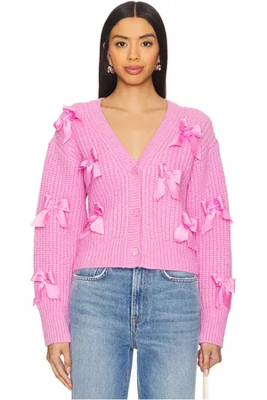 LOVESHACKFANCY Ashtan Cardigan in Pink. - size L (also in M, S, XL)