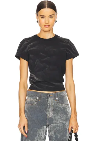 Alexander Wang Crease Wash Shrunken Jersey Tee Shirt in Charcoal. - size M (also in S, XS)