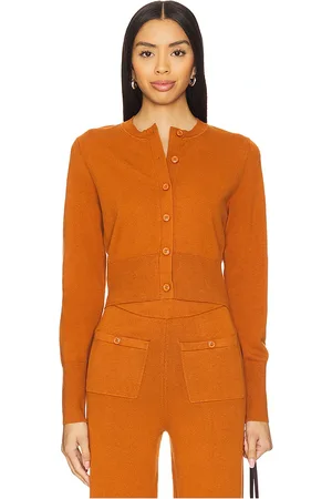 JoosTricot Long Sleeve Crop Cardigan in Brick. - size L (also in M, S, XS)