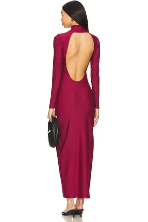 Nubyen Pinot Noir Low Back Dress in Burgundy. - size L (also in M, S, XS)