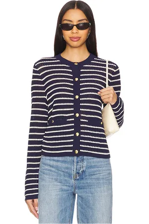 RAG&BONE Viola Stripe Cardigan in Navy. - size L (also in M, S, XL, XS)