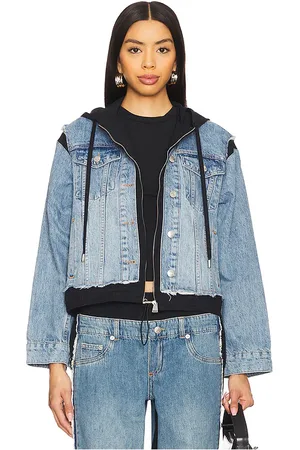 Simkhai Austin Hoodie Combo Jacket in Blue. - size M (also in S, XL)