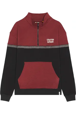 Critical Slide Offset Rib Zip Crew in Burgundy,Black. - size M (also in S, XL/1X)