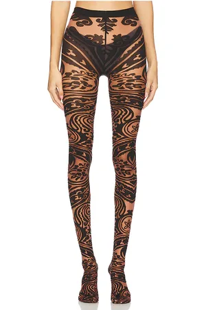 Wolford X Etro Body Tattoo Tights in Chocolate. - size S (also in M, XS)