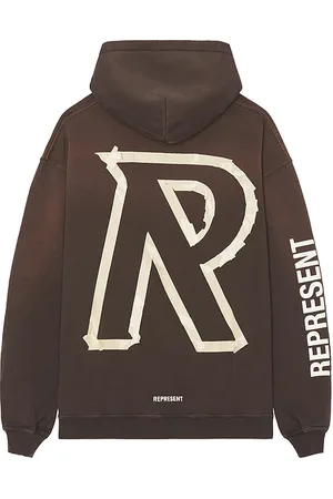 Represent Masking Tape Initial Hoodie in Brown. - size S (also in XL/1X)