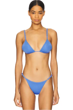 Vix Beads Parallel Triangle Bikini Top in Blue. - size L (also in M, S, XL)