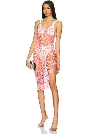 Milly Sequin Crochet Midi Dress in Pink. - size M/L (also in XS/S)
