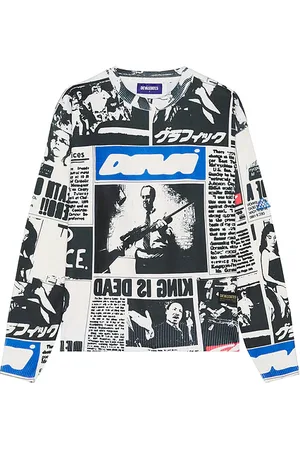 Deva States Clipping Knitted Crewneck Sweatshirt in Black, White. - size L (also in M, XL/1X)
