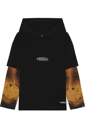 Deva States Malice Long Sleeve Hooded Tee in Black. - size L (also in M, S, XL/1X)