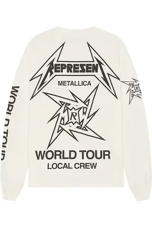 Represent X Metallica 40 Year Anniversary Long Sleeve Tee in White. - size L (also in M, S, XL/1X)