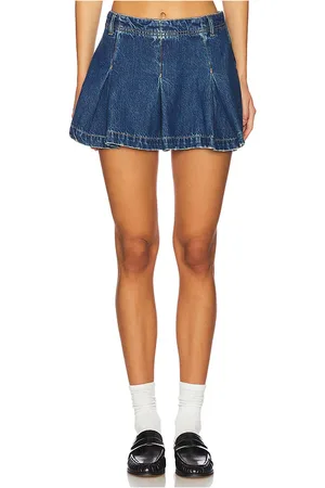 Free People Madison Ave Denim Mini Skirt in Blue. - size 24 (also in 25, 26, 27, 28, 29, 30, 31)