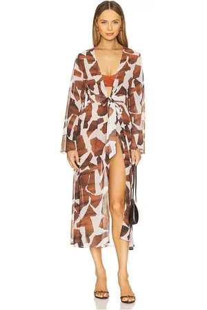 Milly Vince Ocean Puzzle Dress in Brown. - size L (also in P, S)