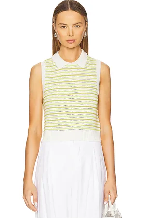 Matthew Bruch Striped Mesh Collared Tank in Green. - size M (also in S, XS)
