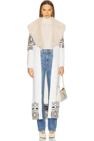 Retrofete Vail Faux Fur Cardigan in Ivory. - size M (also in S)