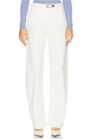 GOOD AMERICAN Twill Good Barrel Pant in White. - size 0 (also in 10, 12, 16, 18, 2, 20, 22, 24, 4, 6, 8)