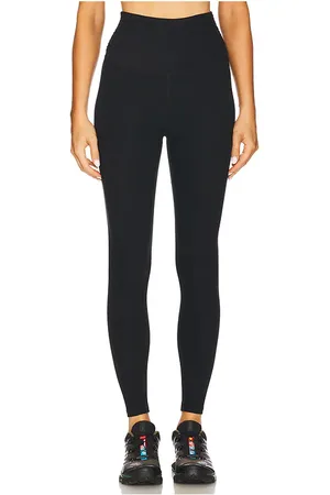 Beyond Yoga Spacedye Raise The Barre Shirred Legging in Black. - size L (also in M, S, XL, XS)