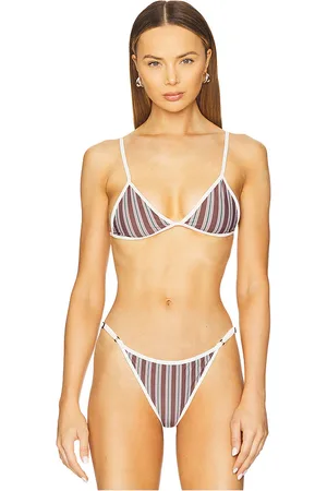 ACACIA Baja Piped Bikini Top in Chocolate. - size S (also in XL, XS)