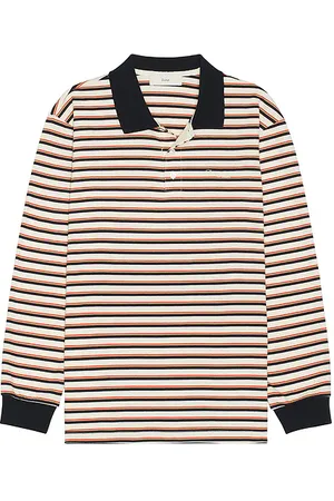 DUNST Multi Stripe Long Sleeve Tee in Ivory. - size L (also in M, XL/1X)