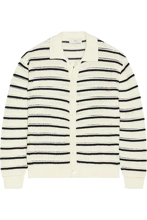 DUNST Open Collared Cardigan in Ivory. - size L (also in M, XL/1X)