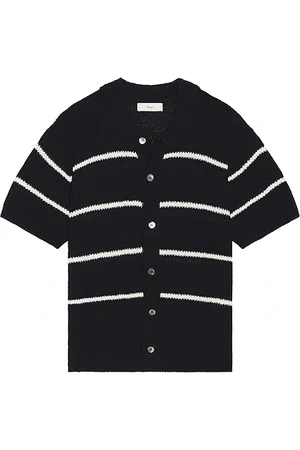 DUNST Shaker Stitch Open Collared Cardigan in Navy. - size M (also in S)