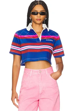 Khrisjoy Iris Rugby Crop Polo in Royal. - size L (also in M, S, XS)