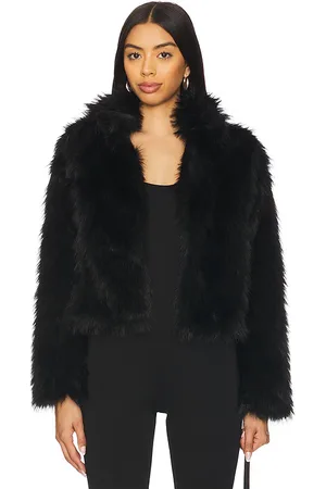 Adrienne Landau Faux Fur Easy Fit Jacket in Black. - size L (also in M, S, XL)