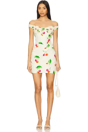 SWF Off Shoulder Pleated Mini Dress in Ivory. - size L (also in M, S, XS)