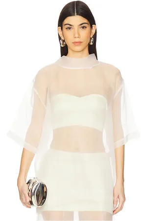 SWF Sweetheart Satin Bandeau & High Collar Sheer Tee in Green. - size S (also in XS)