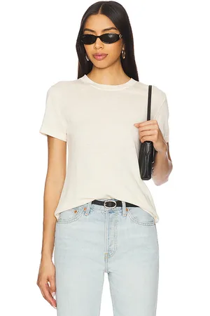 ENZA COSTA Silk Knit Perfect Tee in Cream. - size L (also in S)