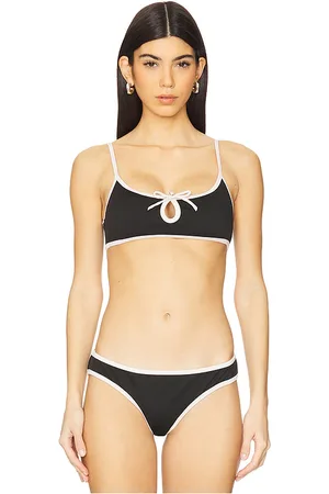 Caroline Constas Gillian Keyhole Bikini Top in Black. - size M (also in S, XL, XS)