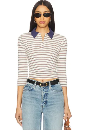 Lovers And Friends Dafne Polo Top in Ivory,Blue. - size M (also in S)