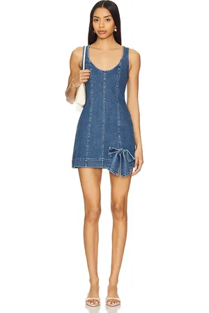 Show Me Your Mumu Bridgeport Bow Dress in Blue. - size L (also in S, XL, XS)
