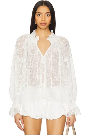ALICE+OLIVIA Norah Peasant Blouse in White. - size M (also in S)