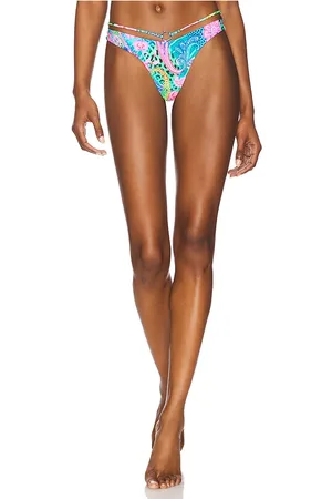 Luli Fama Strappy Loop Brazilian Scrunch Bottom in Teal. - size L (also in M, S, XS)
