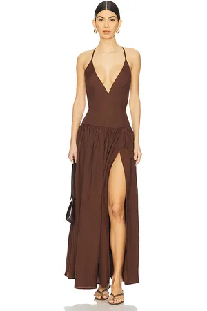 Tularosa Saylor Maxi Dress in Chocolate. - size L (also in M, S, XL, XS, XXS)