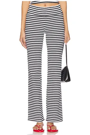 Frankies Bikinis Bambi Rib Pant in Black,White. - size L (also in M, S, XL, XS, XXS)