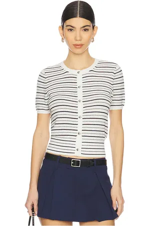 RAG&BONE Dina Stripe Cardigan Top in Ivory. - size L (also in S, XL)