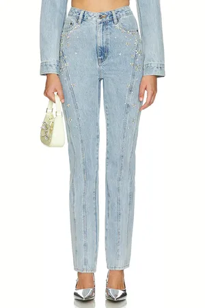 Self-Portrait Crystal Embellished Denim Jeans in Blue. - size 24 (also in 26)