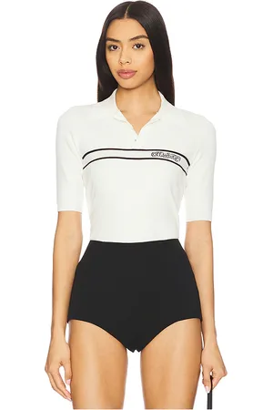 OFF-WHITE Logo Stripe Polo in Cream. - size L (also in M, S, XL, XS, XXS)