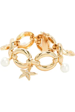 Self-Portrait Pearl Shell Charm Bracelet in Metallic .