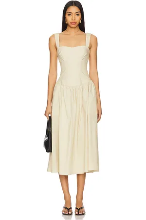 Tularosa Allie Midi Dress in Beige. - size L (also in M, S, XL, XS, XXS)