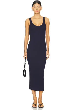 ENZA COSTA Stretch Silk Knit Maxi Tank Dress in Navy. - size M (also in S)