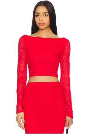 AFRM Noam Lace Top in Red. - size L (also in M, S, XL, XS, XXS)
